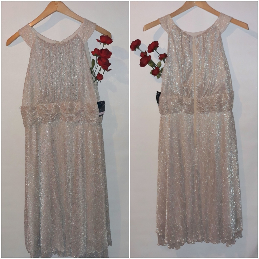 NWT Gabby Skye Metallic Gold Cocktail Dress